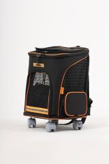 4 Tekerlekli Kedi Ve Köpek Taşıma Çantası Frenli Tekerlekli