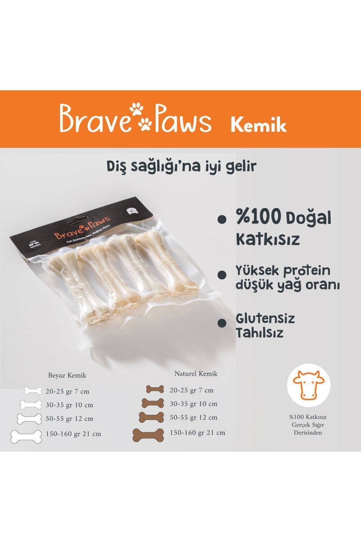 Press Kemik Beyaz Köpek Kemiği 7cm 25gr*4 100 Gr. Köpek Ödül Kemiği %100 Dana 4'lü Paket