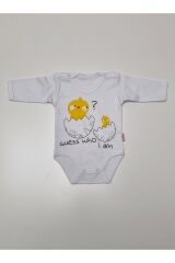 Çatlak Yumurta Baskılı Bebek Zıbını-beyaz BEYAZ 3-6 AY Unisex