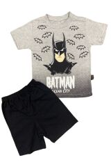 Moyes Erkek Çocuk Batman Baskılı Short & T- Shirt 2’li Yazlık Takım-gri GRİ 6 Yaş Erkek