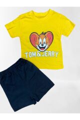 Erkek Çocuk Jerry Baskılı Short & T- Shirt 2’li Yazlık Takım-sarı SARI 1 Yaş Erkek