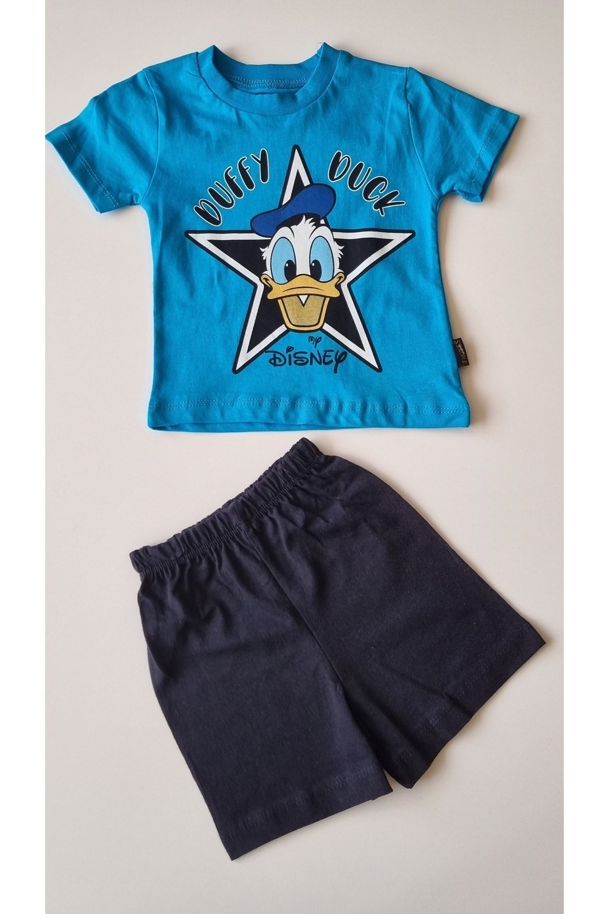 Erkek Çocuk Daffy Duck Baskılı Short & T- Shirt 2’li Yazlık Takım MAVİ 1 Yaş Erkek