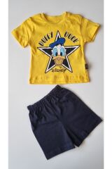 Erkek Çocuk Daffy Duck Baskılı Short & T- Shirt 2’li Yazlık Takım-sarı SARI 3 Yaş Erkek