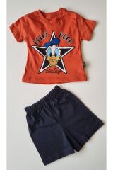 Erkek Çocuk Daffy Duck Baskılı Short T- Shirt 2’li Yazlık Takım Turuncu TURUNCU 1 Yaş Erkek