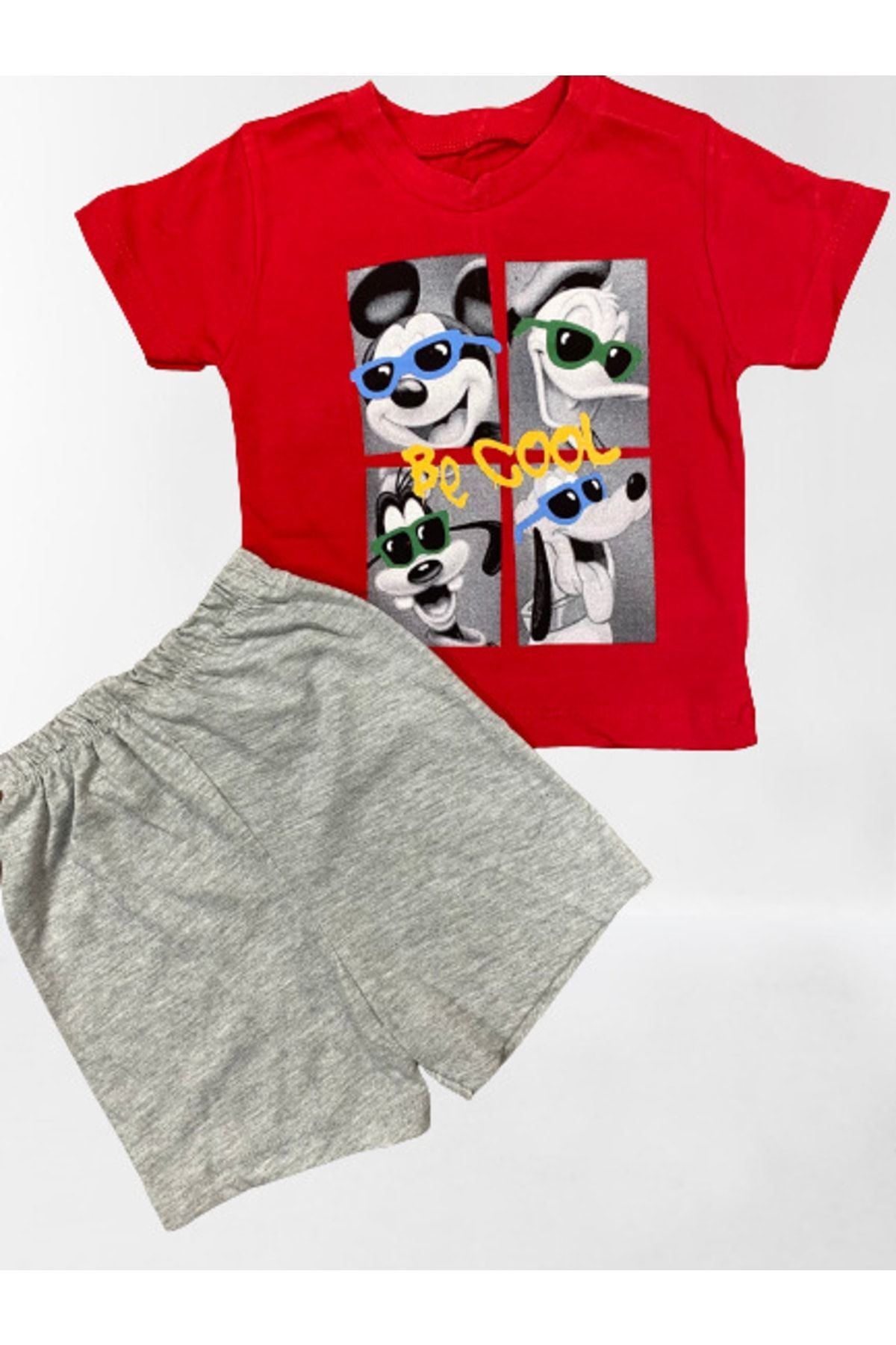 Erkek Çocuk Be Cool Baskılı Short & T- Shirt 2’li Yazlık Takım-kırmızı Kırmızı 2-4 Yaş Erkek