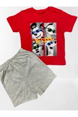 Erkek Çocuk Be Cool Baskılı Short & T- Shirt 2’li Yazlık Takım-kırmızı Kırmızı 2-4 Yaş Erkek