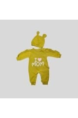 Kolları Fırfırlı I Love Mom Baskılı Zıbın 3 Ay - 6 Ay -9 Ay -12 Ay yağ yeşili 3 Ay Unisex