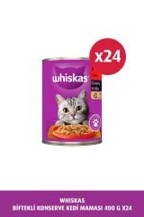 Konserve Biftekli Kedi Mama 24 X 400 gr
